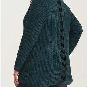 TORRID| NWT Chenille lace up the back cardigan